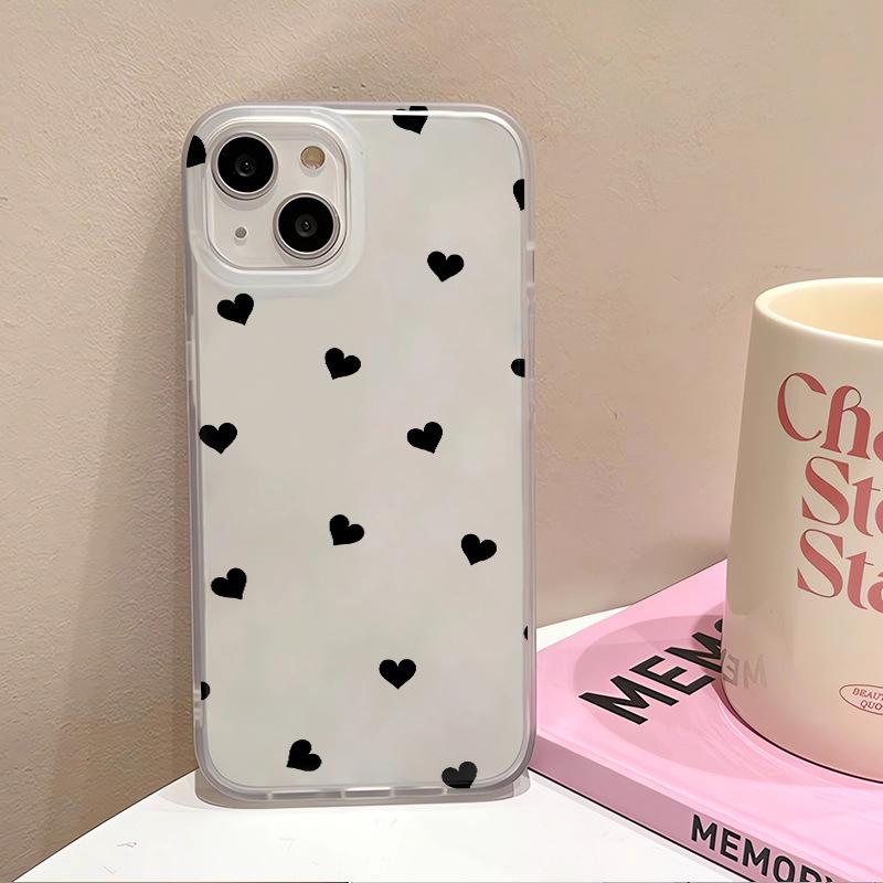 The TPU Heart-shaped Matte Material Is Suitable for Apple 15/14/13/12/11 Painted Protective Cases
