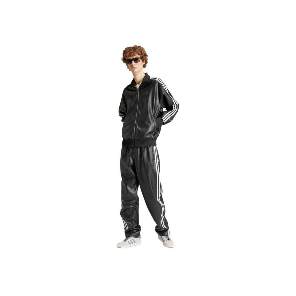 adidas Faux Leather Adicolor 3-Stripes Firebird Track Suit Pants Men Black IZ4038