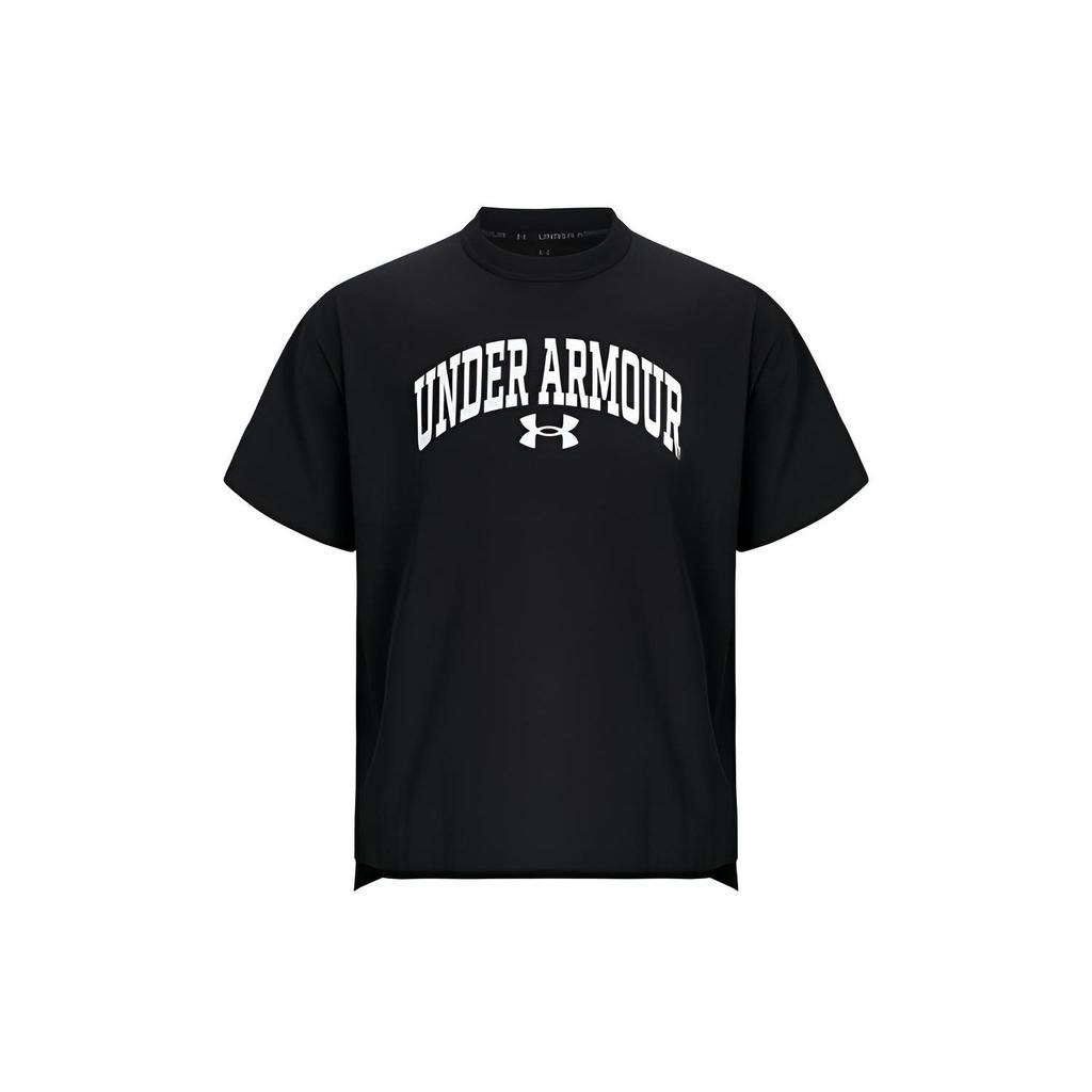 Under Armour Letter Print Breathable Training Round Neck Short Sleeve T-Shirt Unisex Tops Black 1387994-001