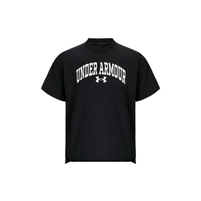 Under Armour T-shirt Unisex con Stampa Lettere Traspirante per Allenamento Girocollo Manica Corta Top Neri 1387994-001