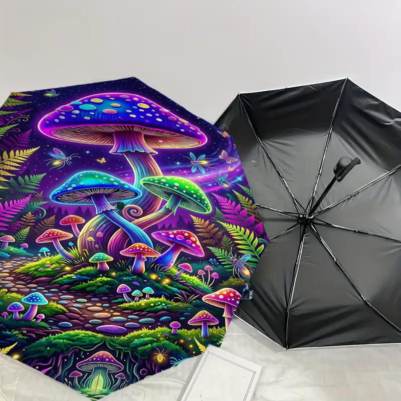 1PC Mushroom Forest Umbrella-8-Rib Reinforced Portable Folding Travel Suitable for All Seasons Outdoor Daily Use Is an Ideal Choice -K0367