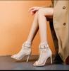 2025 Siateczkowe Letnie Botki do Kostki Wysokie Obcasy Kobiety Czarne Białe Buty Peep Toe Seksowne Botki Damskie Imprezowe Luksusowe Buty na Cienkim Obcasie