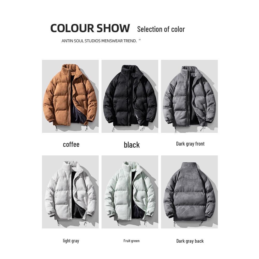 Suede Velvet Men's Trendy Retro Cotton Jacket - Winter Stand Collar Couple's Outerwear