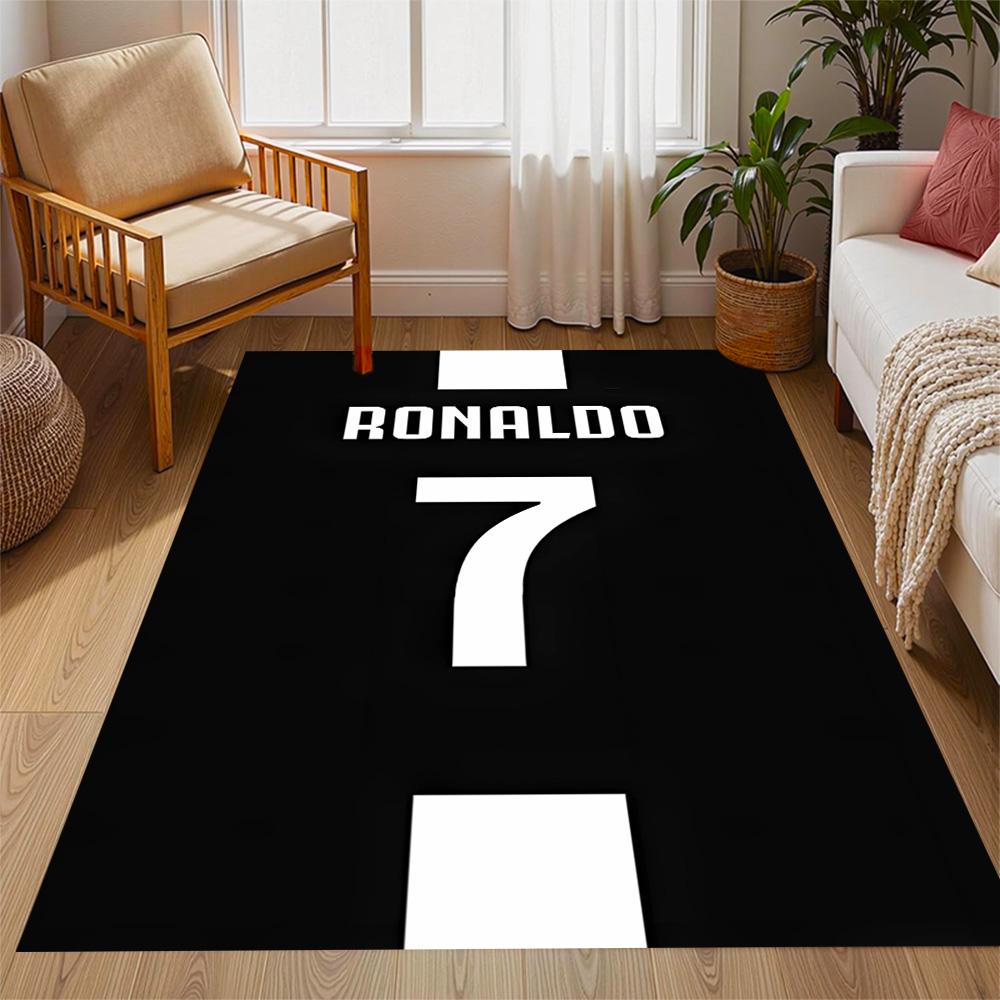Ronaldo's Legendarische Nummer 7 Thema Anti-Slip Vloerkleden - Polyester Woondecoratie, Geschikt voor Slaapkamers, Woonkamers, Entrees, Studio's en Decoraties