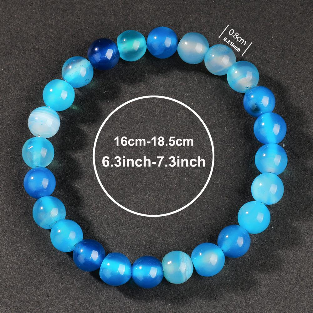 Festive Gifts Blue Striped Agate Beaded Bracelet Cool Fashion Jewelry For Men Women Daily Wear Gift