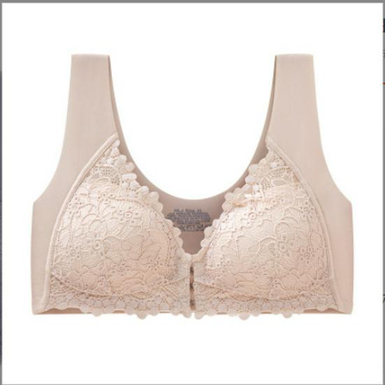 Plus Size Wireless Front-Buckle Nursing Bra with Latex Cups M