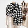 Women's Winter Plaid Imitation Cashmere Tassel Scarf, Thickened Korean Style Neck Warmer