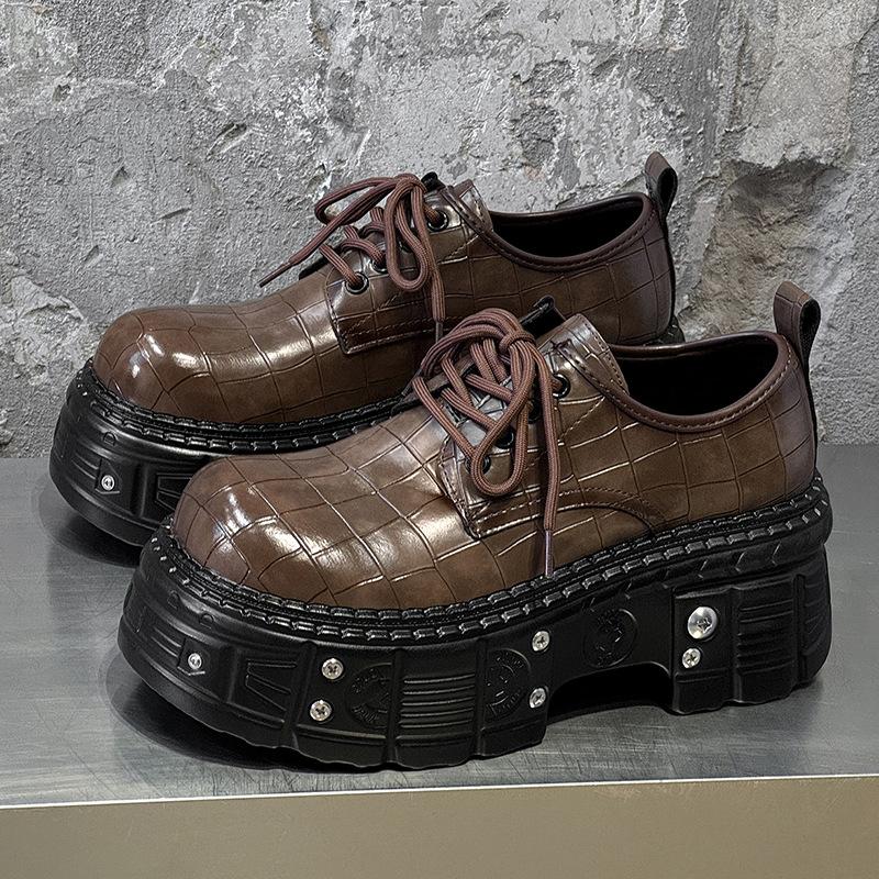 2026 New Metal Derby Shoes Men's British Style Heightening Punk Platform Shoes for Men High Quality Shoes Men Leather Original