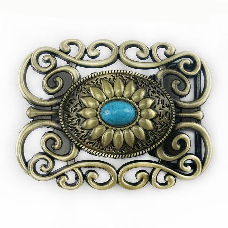 European Retro Turquoise Men s Gem Inlaid Belt Buckle