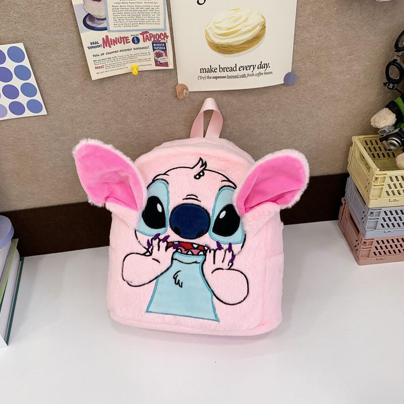 Plush Cartoon Embroidery Backpack for Kids – Cute Double Shoulder Bag