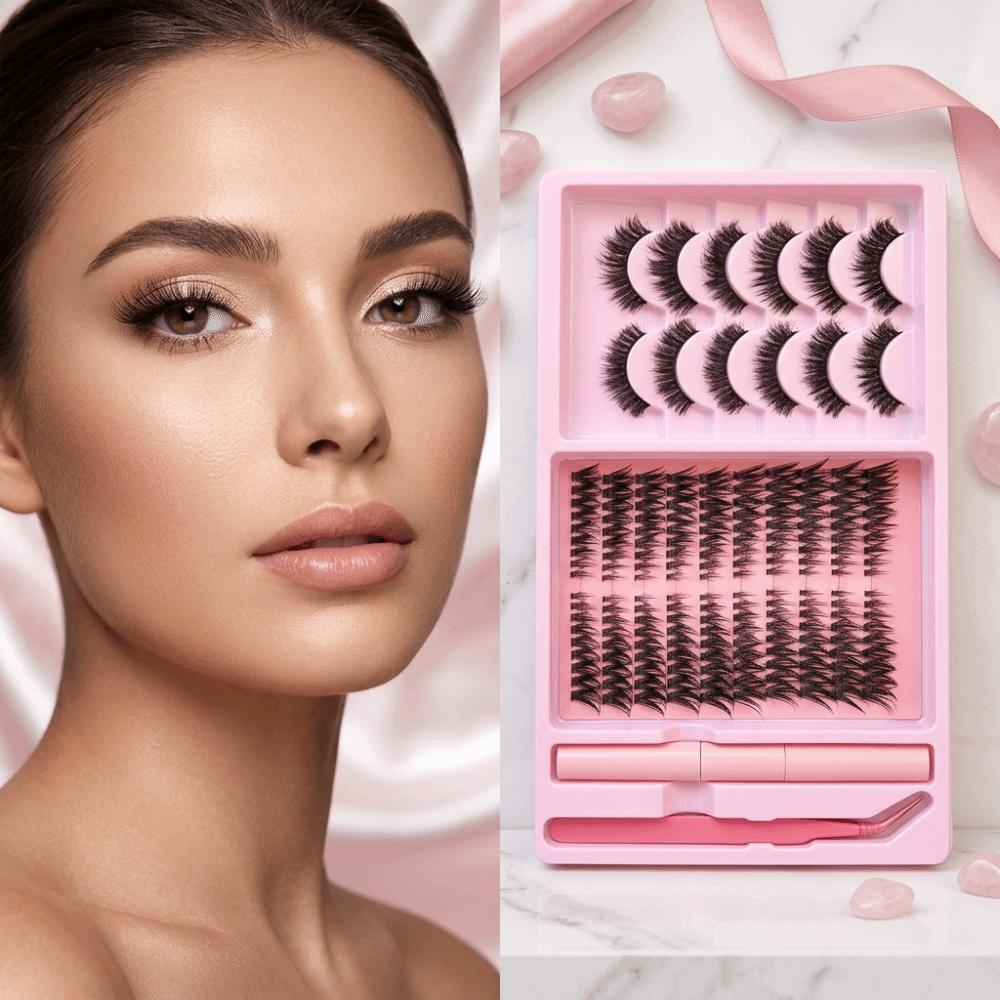 Natural curl Individual Segment Lashes Dense Volume DIY Eye Lashes False eyelash set Daily Makeup