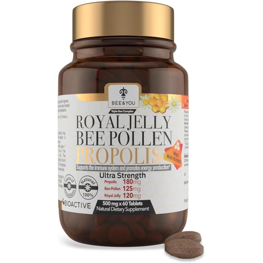 BEE & YOU Royal Jelly Bee Pollen Propolis Immune Energy Booster 1 Pcs 60 Tablets