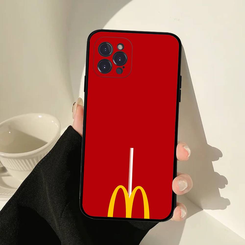 M Famous LOGO M-McDonaldes Phone Case For IPhone 17 16 15 14 13 12 11 Pro Max Plus Mini Soft Black Cover