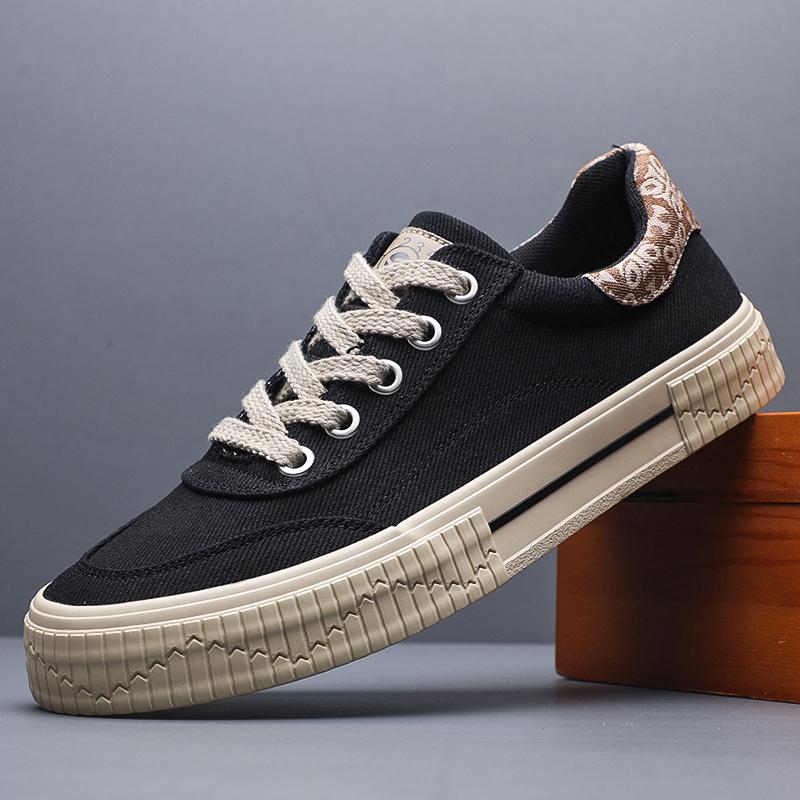 

Fashion 2025 Men Canvas Shoes Fashion Classics Casual Shoes for Men Lace Up Breathable Sneakers High Quality Mens Tennis Shoes SS25826 38 чёрный