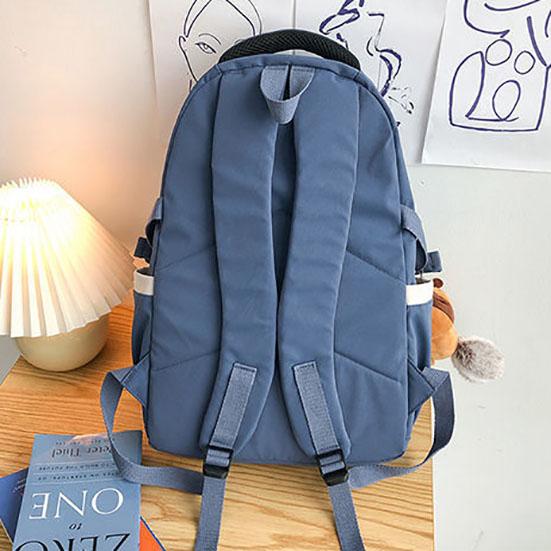 Rucsac din nailon de culoare contrastantă pentru studentă Rucsac de școală ocazional impermeabil, versatil, de mare capacitate