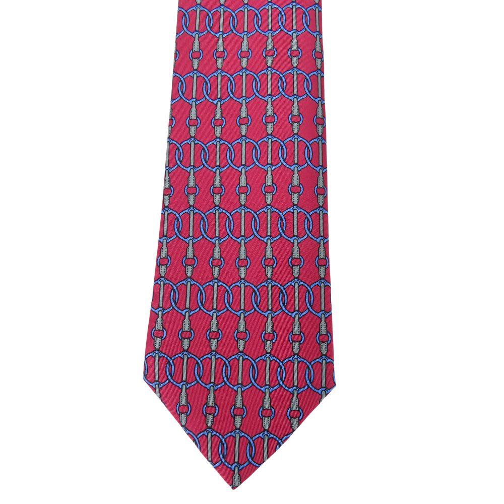 Used HERMES Tie Silk Pink Blue Business