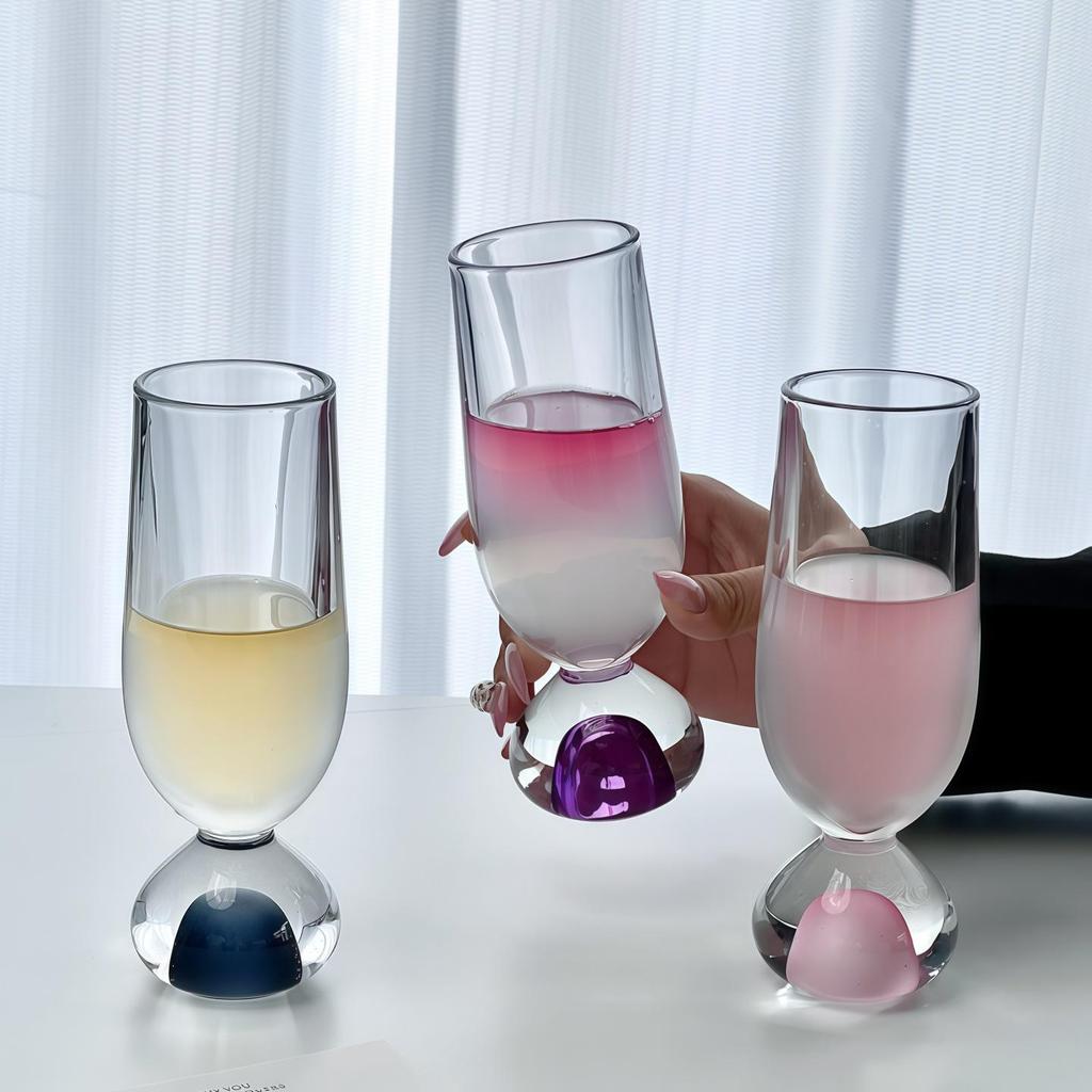 Colorful Round Bottom Glass Cup for Drinks