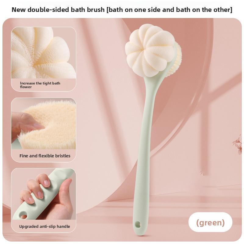 2-in-1 Long Handle Soft Fur Double-sided Back Shower Brush