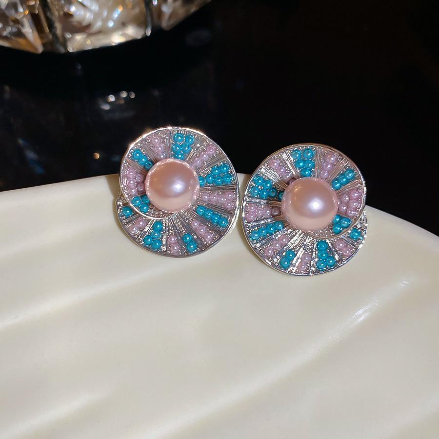 French Court Style Silver Needle Zircon Rectangular Earrings Exquisite Light Luxury High-end Stud Earrings Exaggerated Earrings Women