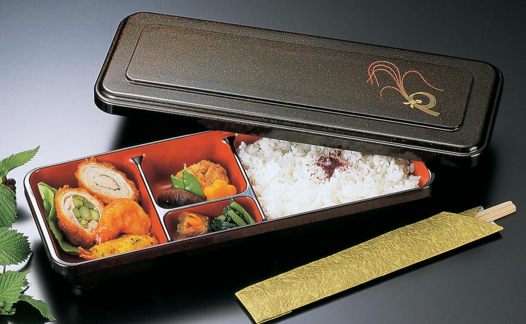 Wakaizumi Lacquerware Long Bento Brown Pearl Rice F-177 Box, F-1-10