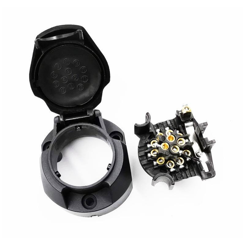 13Pin 12V Euro Round Trailer Caravans Socket Electrical Connector Adapter Towing Socket Plug Car Accessories