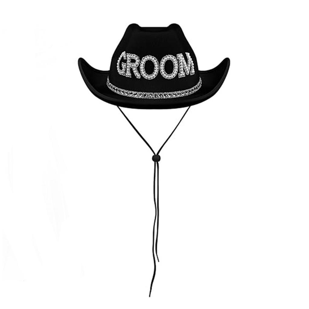 Bride Veil Hat with Hand Beading Blingbling Crystal Cowgirl Hat Beaded Heavy Cowgirl Hat for Bachelorette Party