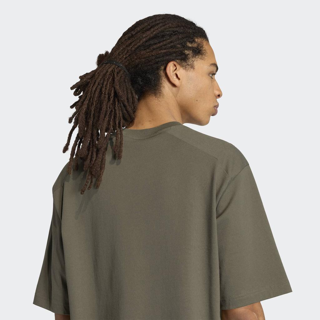 adidas VERBIAGE T Shirts Men's Strata Olive Green Crew Neck Moderate