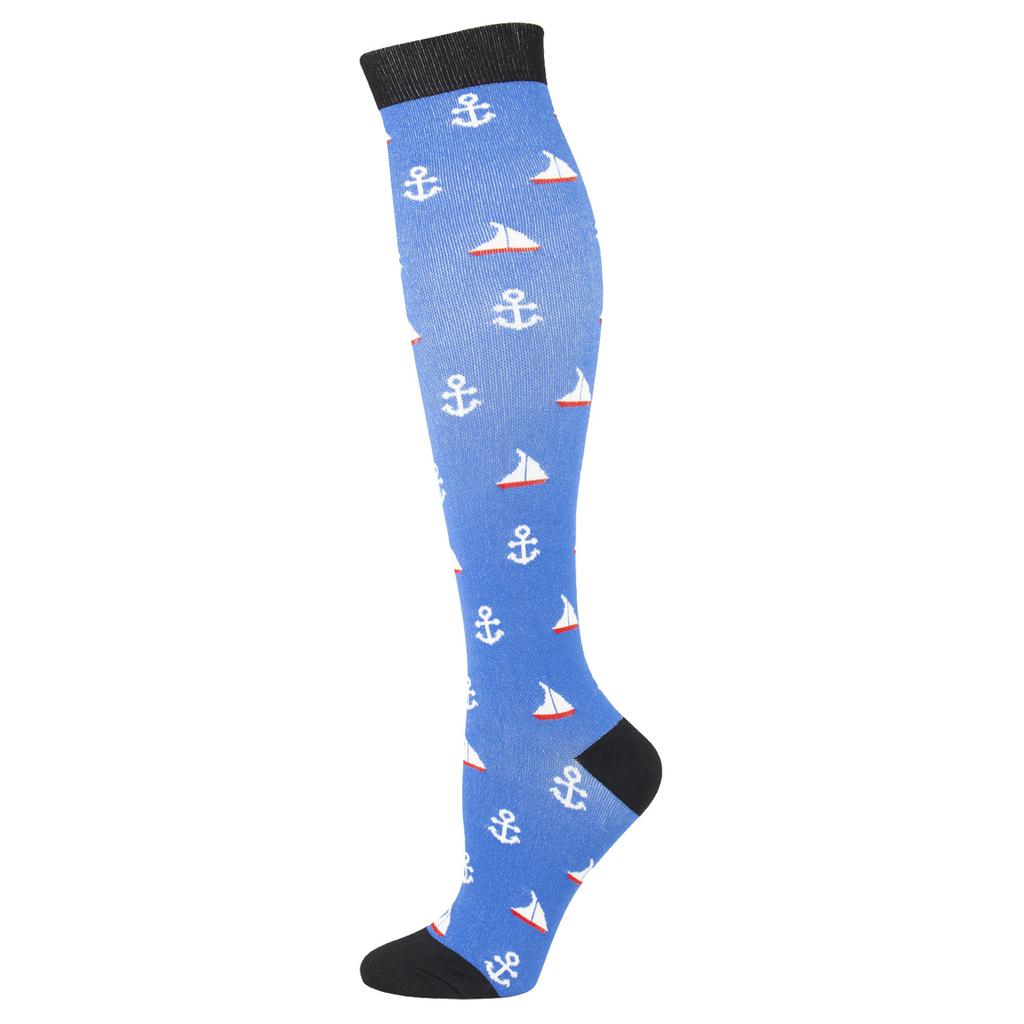 Women's Absorb Sweat Print Nylon Long Tube Compression Outdoor Sports Socks