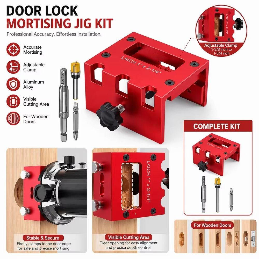 Adjustable Mortise Guide Mortising Locator Jig Aluminum Zinc Zinc Alloy Hinge Installation Kit  Hole Drilling