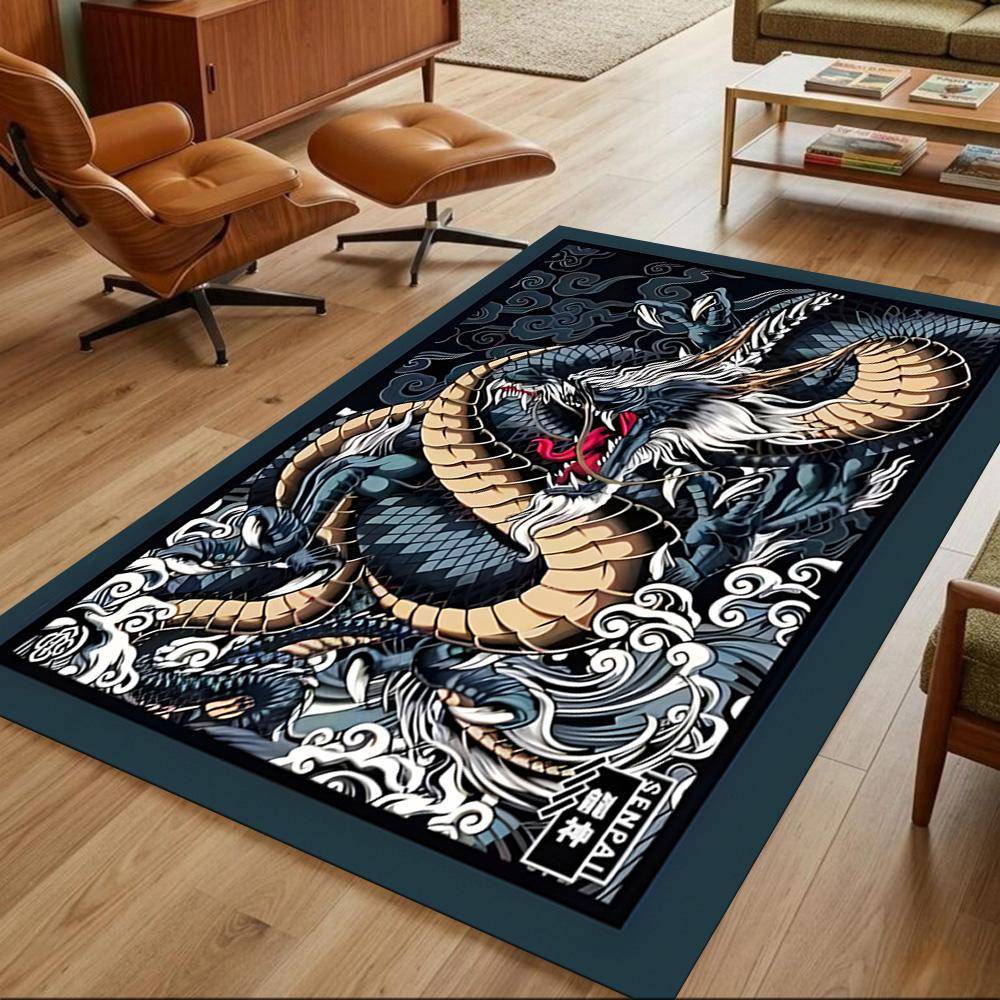 Mystic Dragon In Storm Non-Slip Home Carpet Design for Office Decor Living Room Bedroom Gift