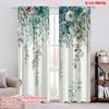 2pcs Window Curtains Leaves and Wildflowers Machine Washable Fabric,Without Electricity Holiday Decorations Applies To Hotel