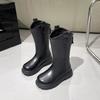 Children Knee Length Boots Winter   Student Girls Princess Boots Kids Zipper Comfortable Non Slip Solid Color Long Boots