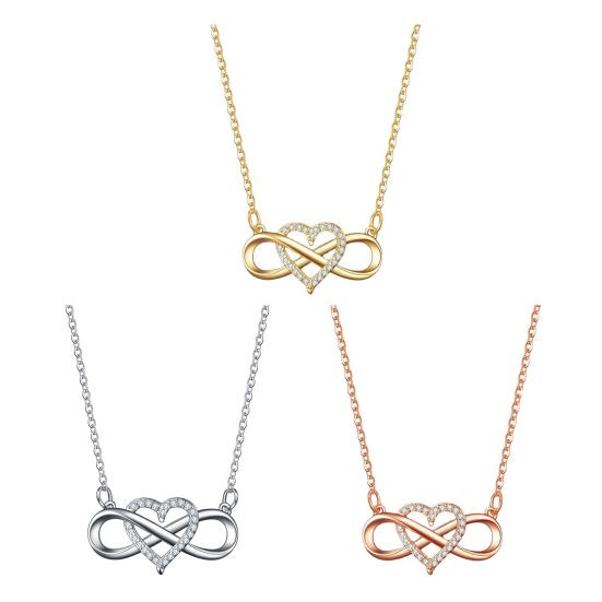 Infinity Heart Necklace for Women Cubic Zirconia Love Heart Pendant Necklace Romantic Birthday Gifts for Girlfriend Wife