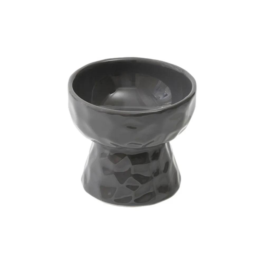 Non-slip Ceramic Pet Bowl High Foot Design, Creative Slanted Flat Mouth Food Water Feeding Basin for Cat Dog
