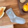 Women's Thickened Pure Cotton Mid-Calf Slouch Socks with Bow Embroidery for Autumn and Winter