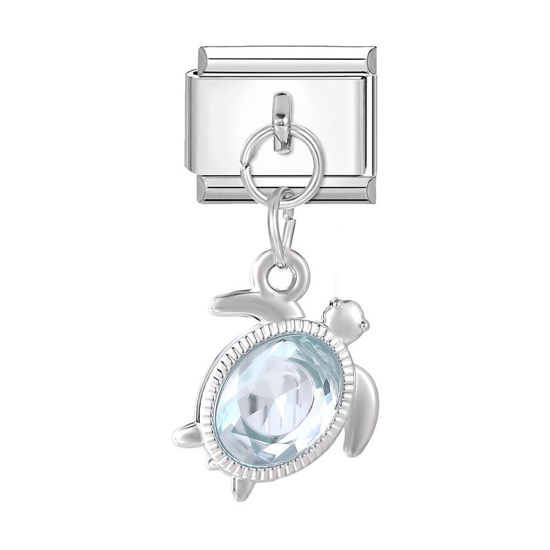 Zircon Turtle Starfish Conch Fishtail Cherry Pendant Italian Charm Links Fit 9MM Stainless Steel Bracelet Women DIY Making Gifts
