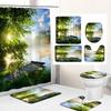 3D Natural Forest Landscape Printed Waterproof Fabric Bathroom Curtain Shower Curtains Set Anti-Skid Rugs Toilet Cover Bath Mat