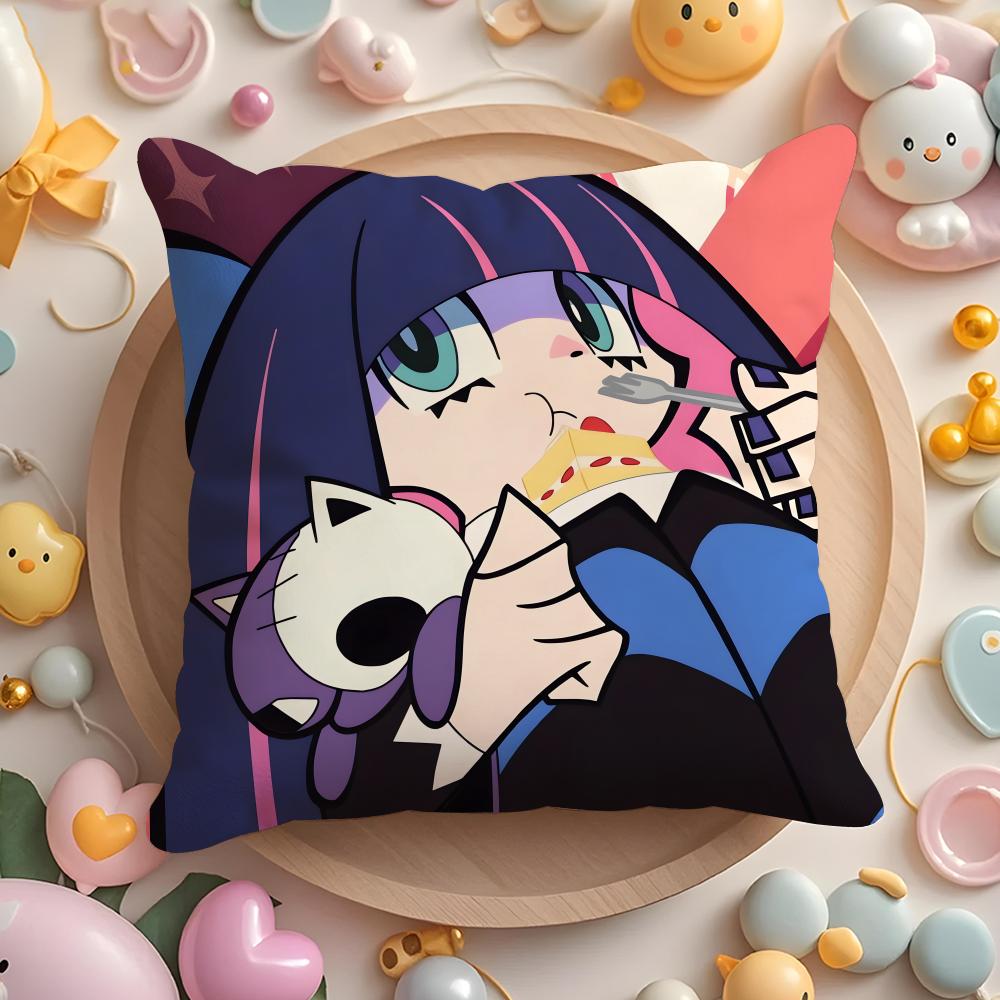 Anime P-panty and stocking Cushion Cover Home & Car Multi-Scene Pillow Cover - Reversible, Soft & Durable for Daily Use