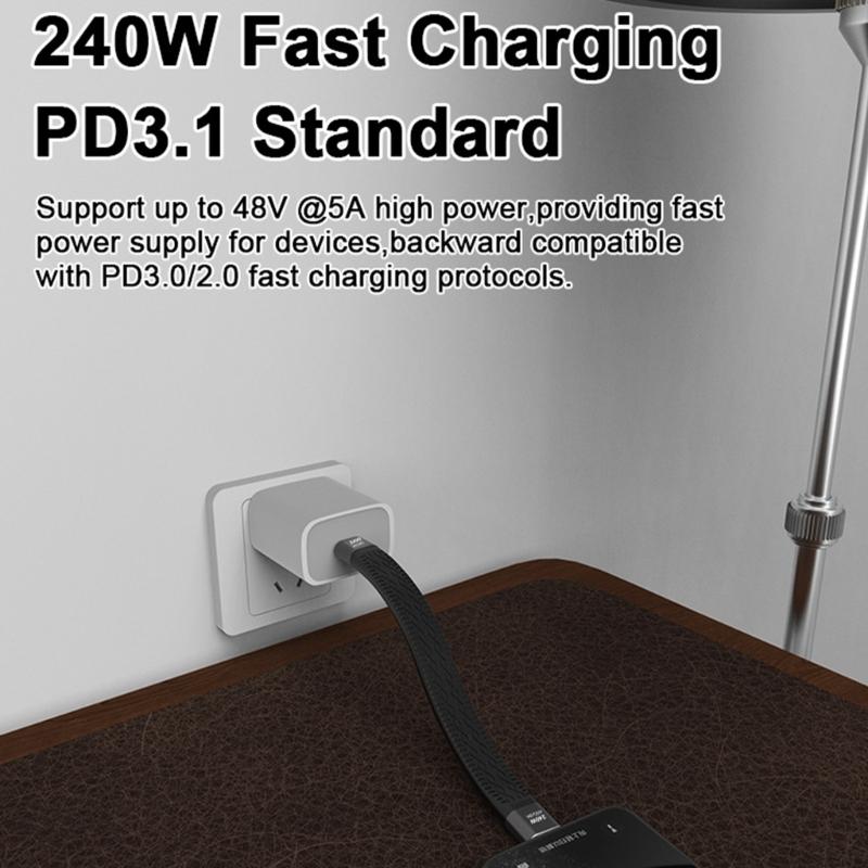 USB4 Type C to Type C Cable 40Gbps 8K@60Hz 240W Fast Charging USB C Data Cord Video Cable for Smartphone Laptops