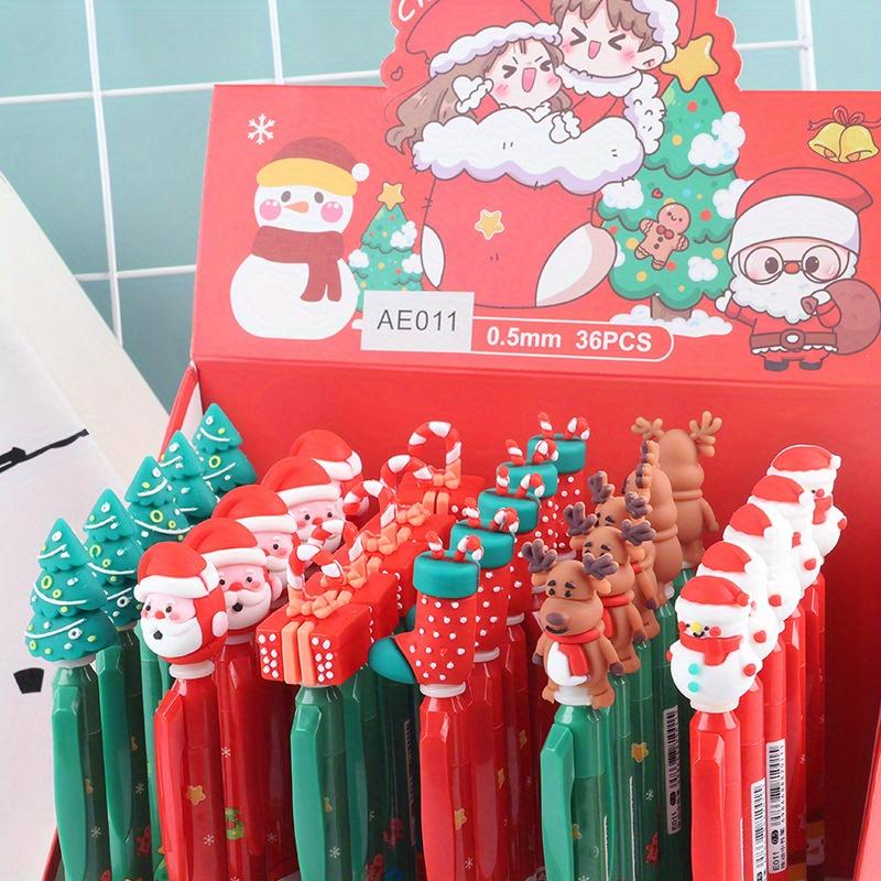 36pcs Christmas Neutral Pen, Press Pen, Holiday Gift Pen, Student Practice Pen, Cartoon Design Pen, Black Signature Pen