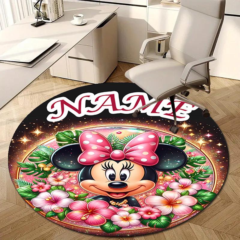 Personalized M-Minnie Round Chair Office Rug - Perfect for Mat, Office Chair & More - Ideal Gift for Birthdays and Holidays