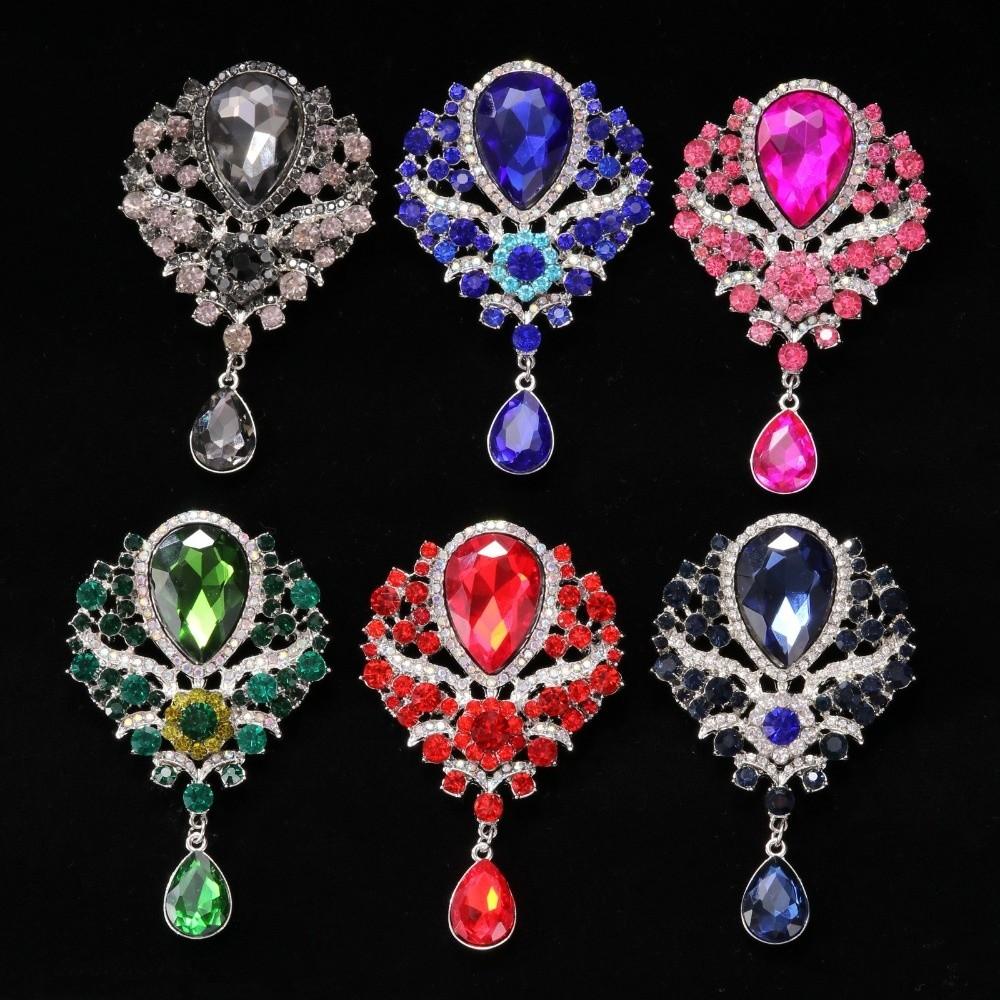 Luxury Rhinestone Rhinestone Bow Tie Clear Crystal Vintage Fashion Crystal Brooches Dangle Design Large Crystal Teardrop Brooch