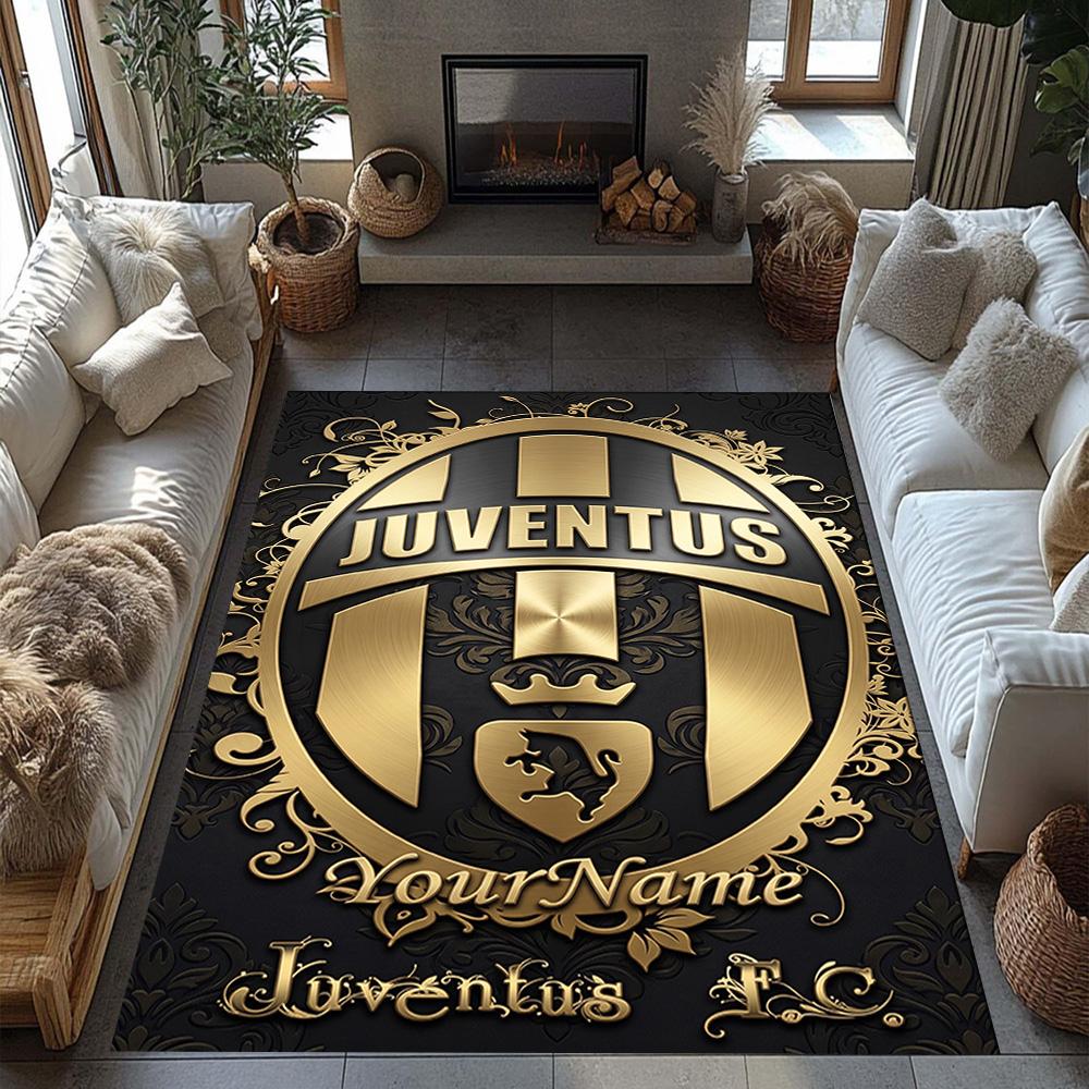 Juventus Customize Text Floor Rug Office Rug Suitable for Dormitory Entryway Outdoor Game Room Antislip Carpet Office Home Decor Gift for Festivals