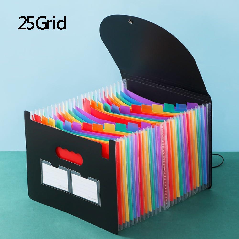 PIKAPIKA File Rack A4 25 Pocket Color File Box Large Capacity Expandable Folding File Storage Box Divider Storage Box Organizer