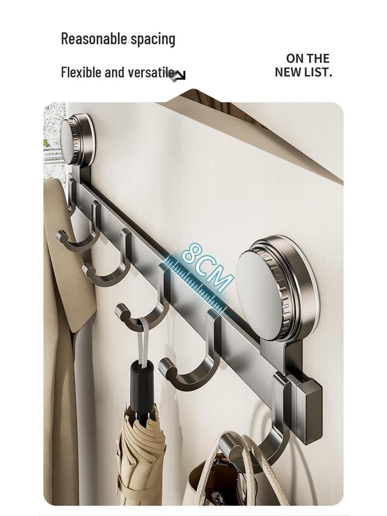 Strong Adhesive No-Drill Suction Cup Door Hook for Clothes and Storage