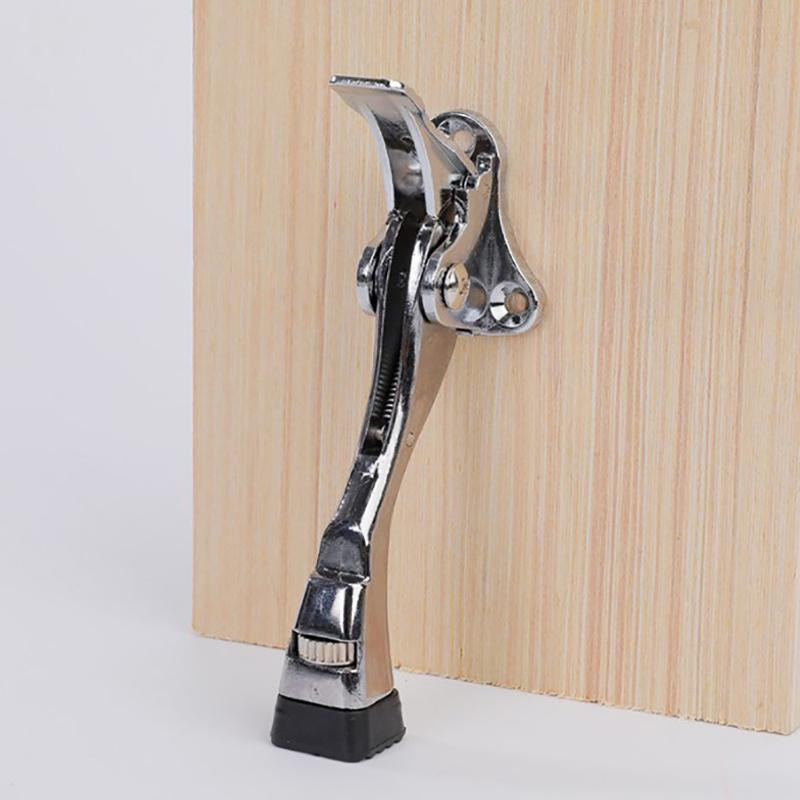 Adjustable Pedals Door Stopper Heavy Duty Mute Zinc Alloy Door Stops With Non-Slip Rubber Tip Hidden Wall Protector Hardwa