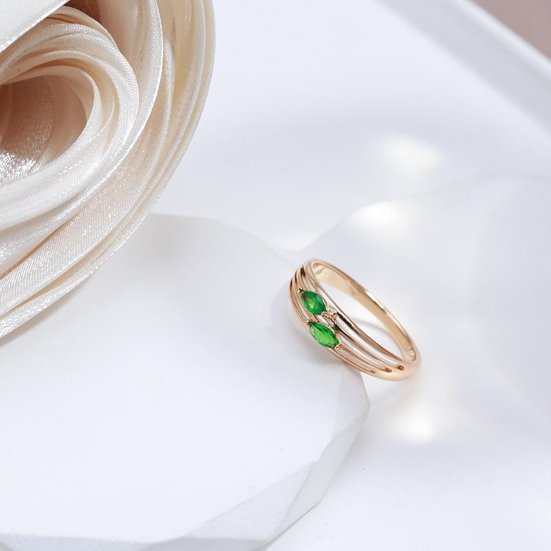 Kinel Shiny Green Zircon Leaf Rings For Women Trendy Luksus Smykker