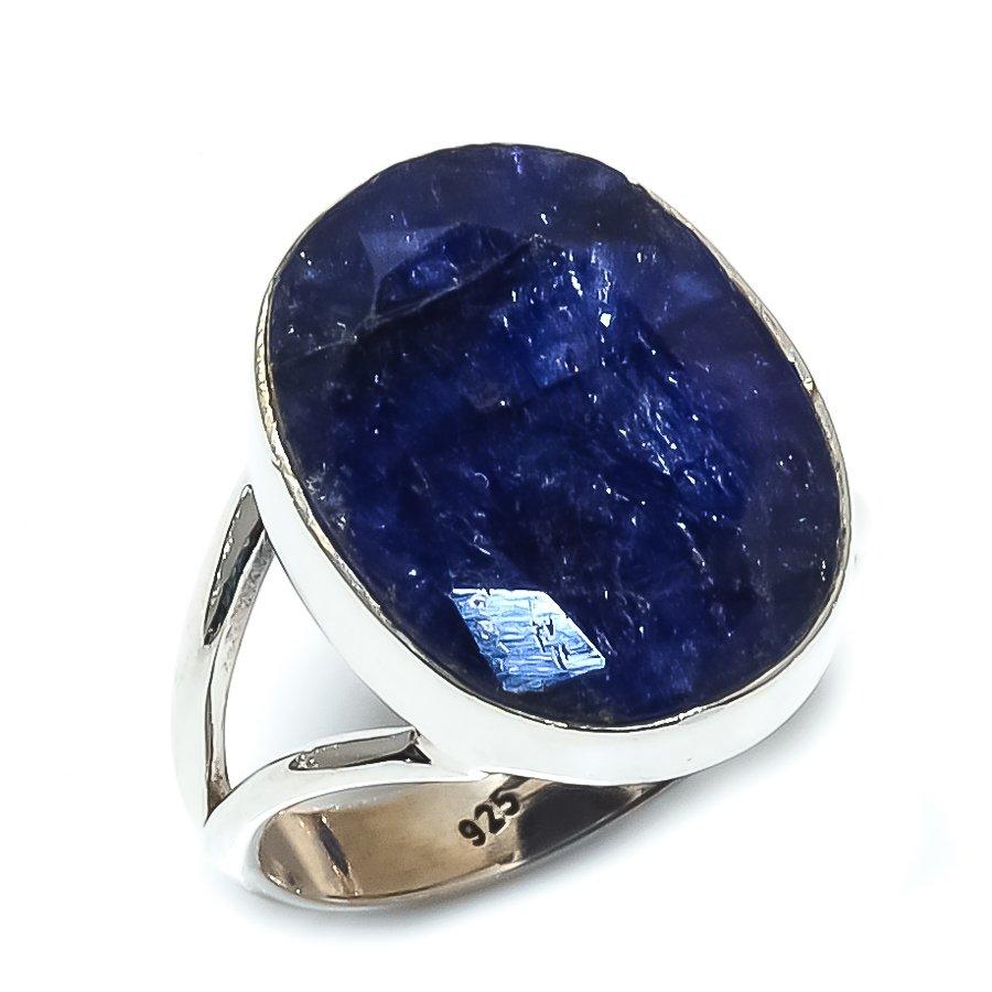Sapphire(Simulated) Gemstone Handmade 925 Sterling Silver Jewelry Ring S.7 E5J66