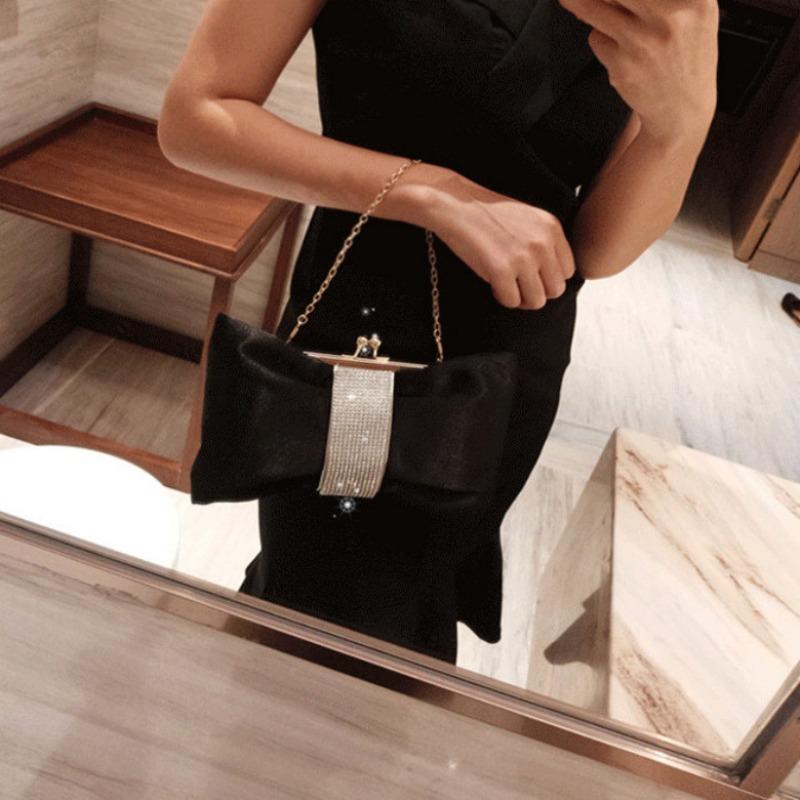Wholesale new fashionable exquisite pleated dinner bag Korean version style cross women's chain bag butterfly bag double-sided drilling plate