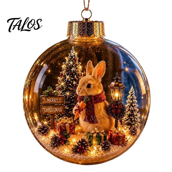 LED Christmas Baubles Glowing Scene Ornament Ball with Light for Tree Hanging And Tabletop Festive Lamps Decor, Transparent Acrylic Holiday